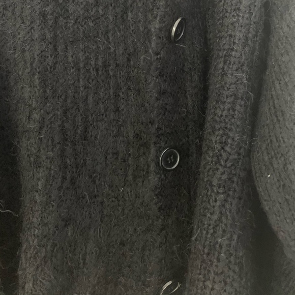 Black Fuzzy Soft Cardigan With Buttons - Picture 5 of 8